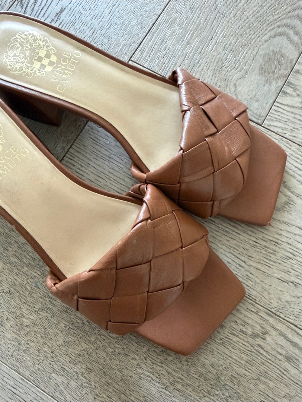Vince Camuto Tan Woven Leather Slide Sandals 7.5 - Picture 4 of 4